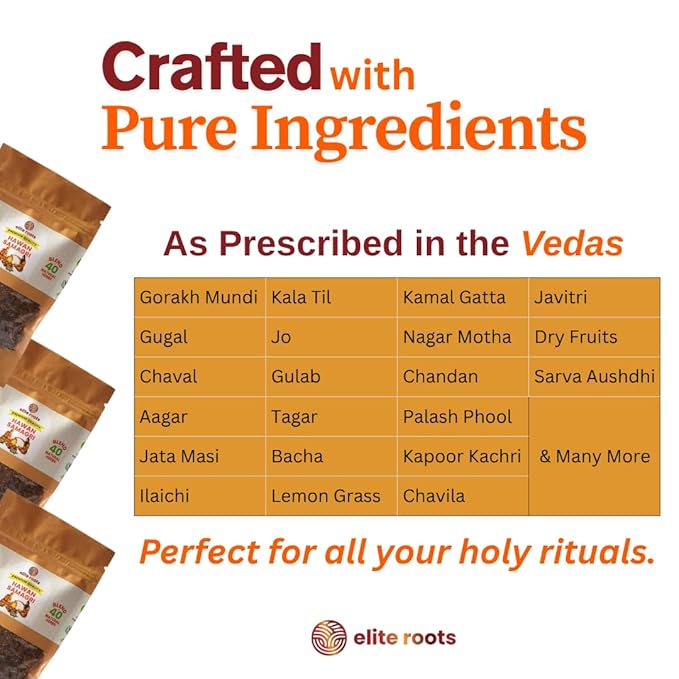 EliteRoots Premium Havan Samagri 100g, 100% Natural with 40 Naturally Sourced Herbs