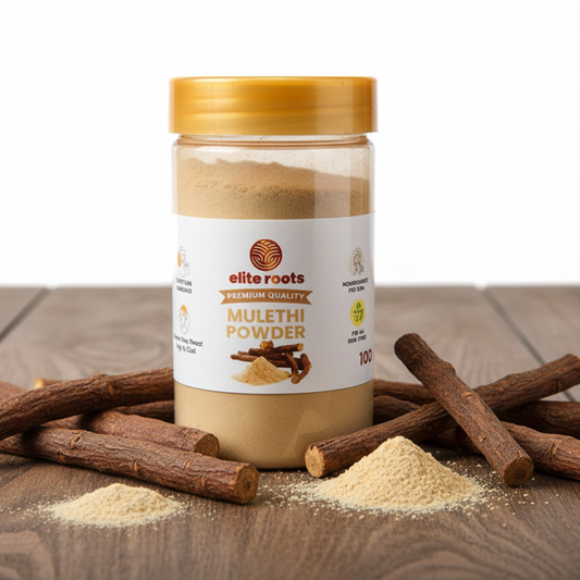 EliteRoots Organic Mulethi Powder 200g – Pure Licorice (Yashtimadhu) for Skin, Hair & Wellness
