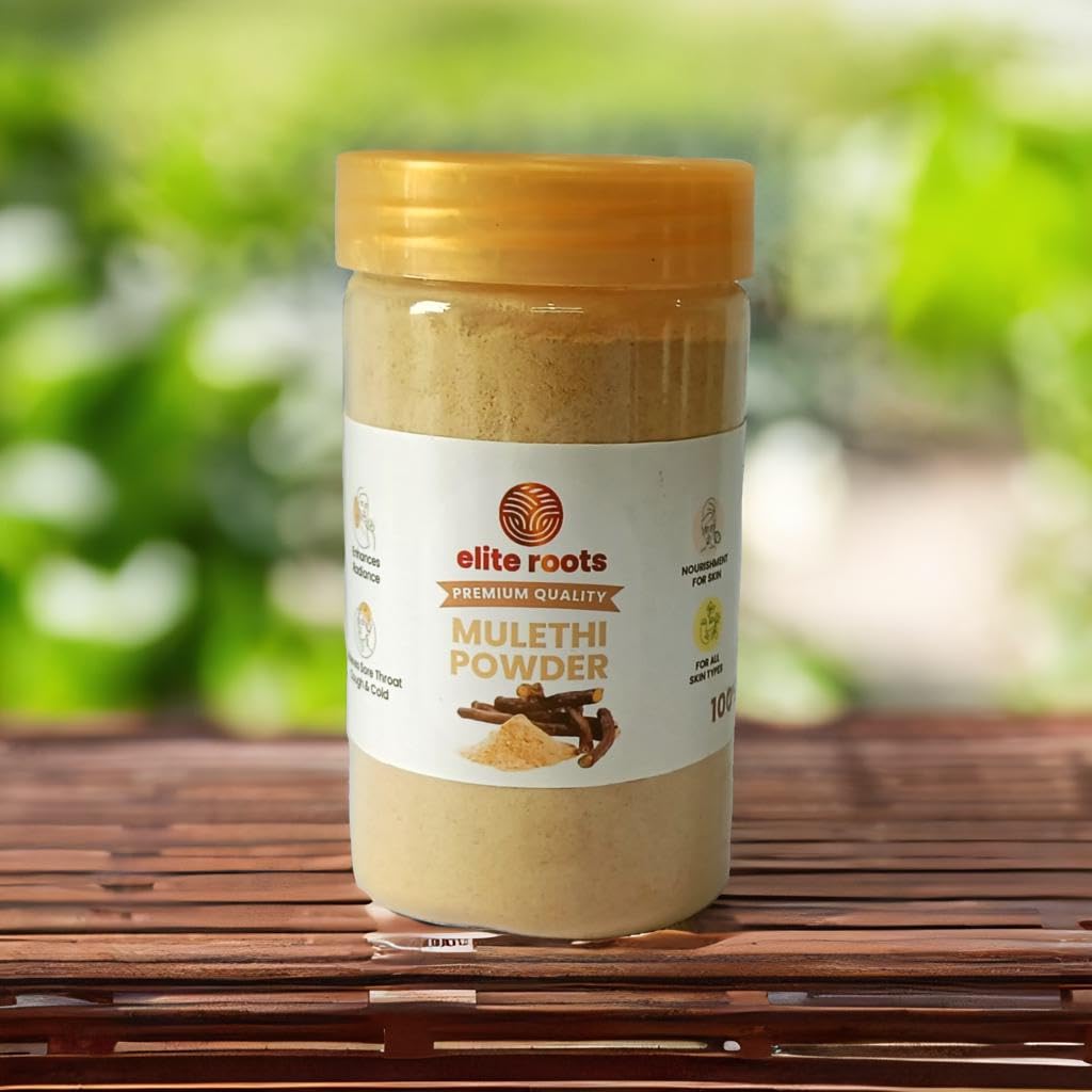 EliteRoots Organic Mulethi Powder 200g – Pure Licorice (Yashtimadhu) for Skin, Hair & Wellness