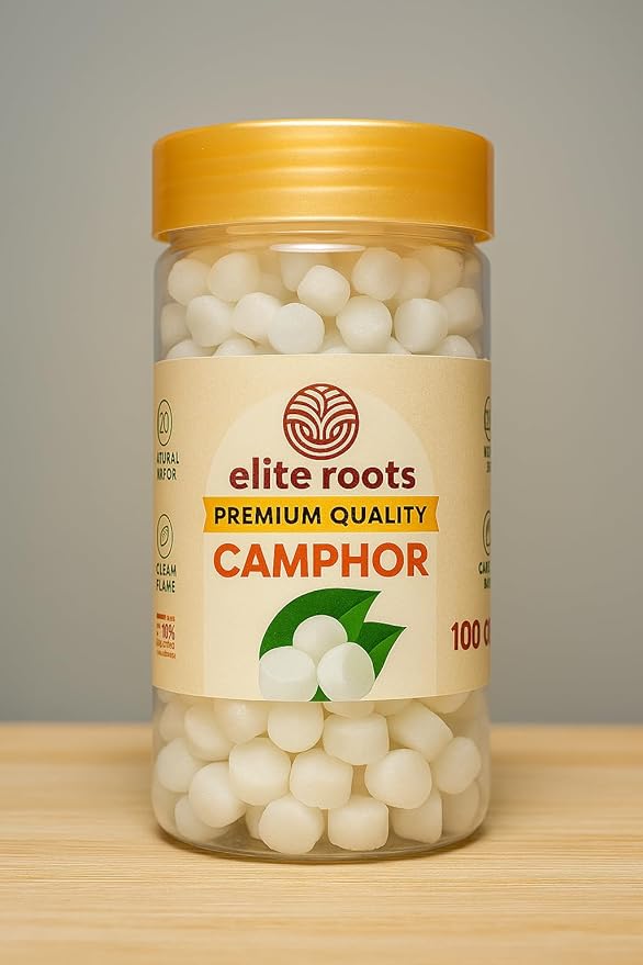 EliteRoots Pure Camphor/Kapoor 100% Natural | Pooja, Aarti & Havan Use | Long Lasting Natural Camphor Tablets