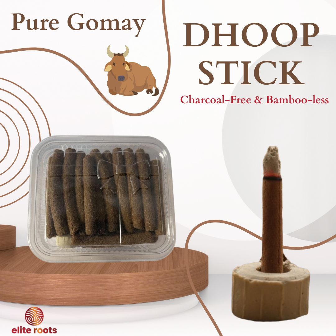 EliteRoots Gomay Dhoop Sticks | Chemical-Free | Charcoal-Free | Bamboo-less Dhoop Sticks - (2qty)