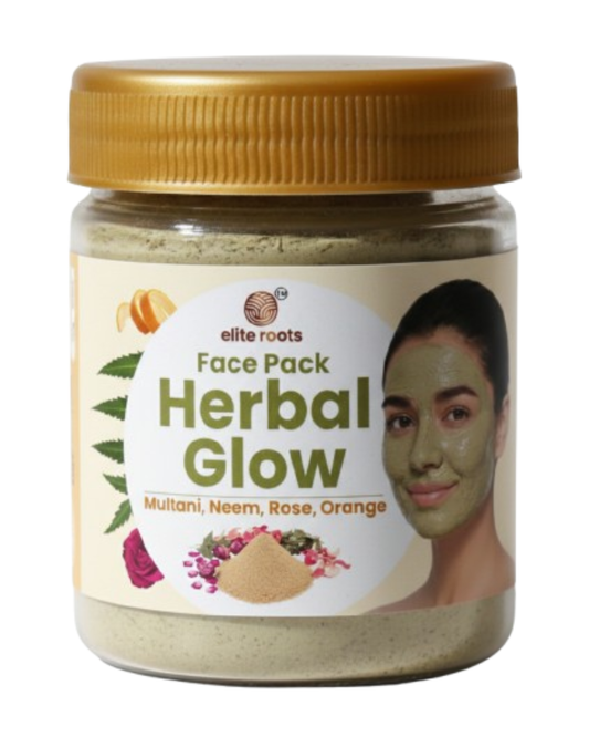 EliteRoots Herbal Glow Face Pack Powder 100g| Multani Mitti, Neem, Rose & Orange Peel Mix | Natural Skin Brightening & Oil Control | Suitable for All Skin Types