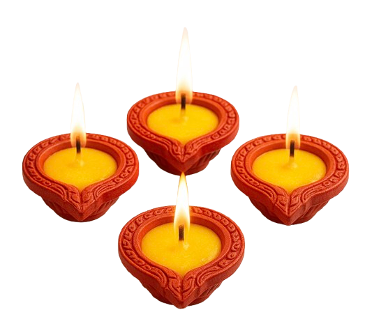 EliteRoots Ready-to-Use Premium Ghee Blended Diya Box | Set of 9 Designer Diyas in Vibrant Mehrun