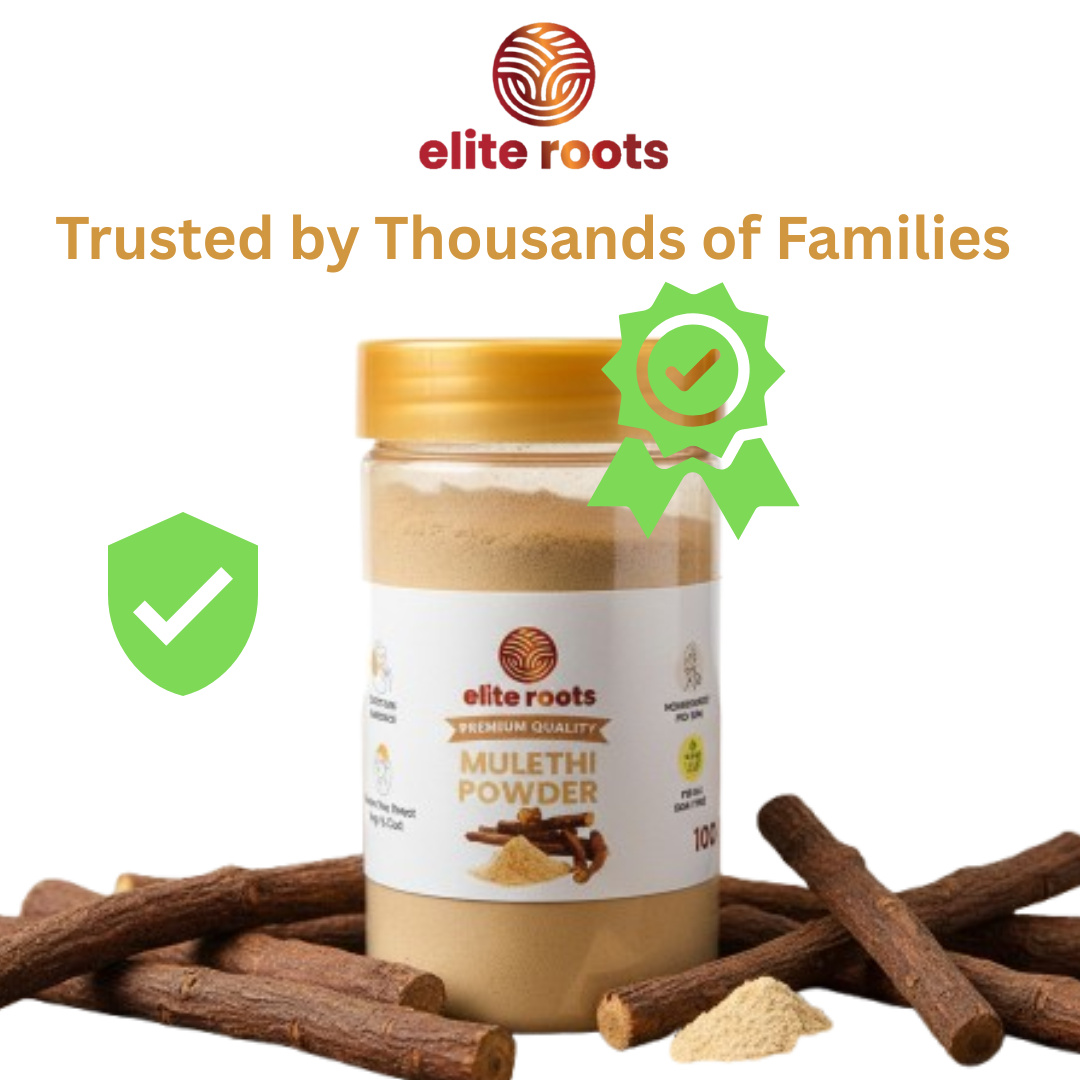 EliteRoots Organic Mulethi Powder 200g – Pure Licorice (Yashtimadhu) for Skin, Hair & Wellness