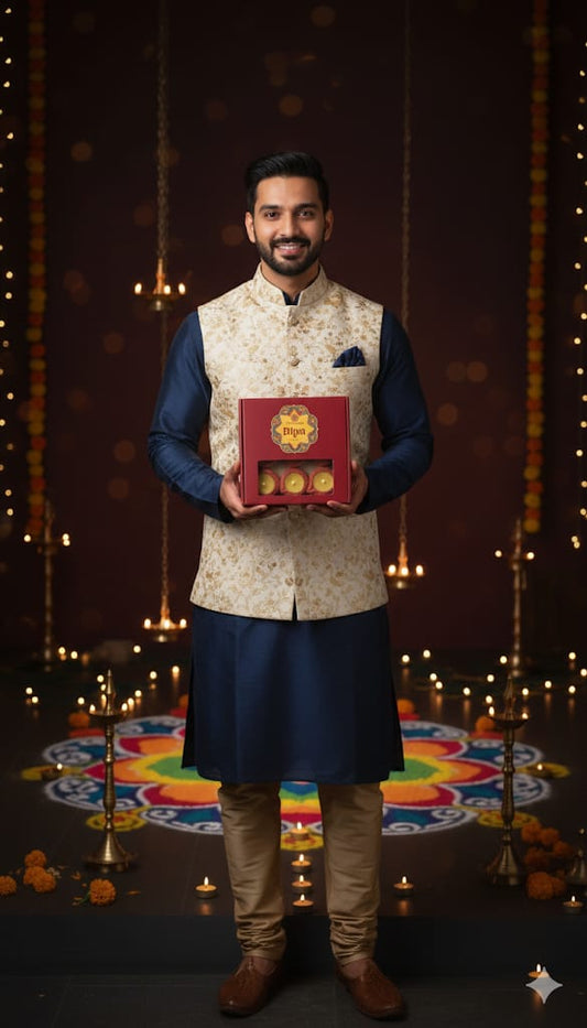 EliteRoots Ready-to-Use Premium Ghee Blended Diya Box | Set of 16 Small Size Designer Diyas in Vibrant Mehrun