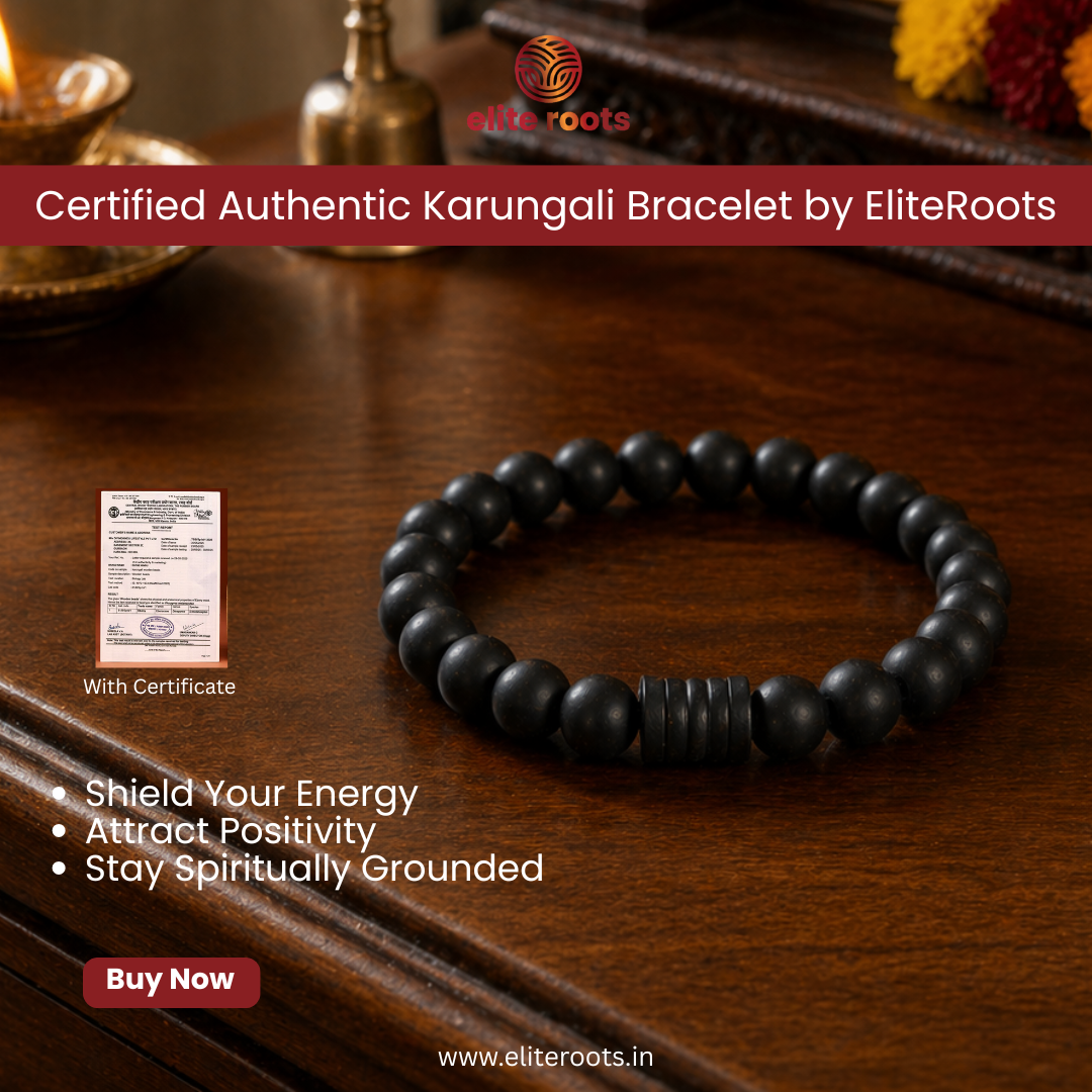 EliteRoots Original Karungali Bracelet with Authenticity Certificate | Premium Spiritual Protection Bracelet