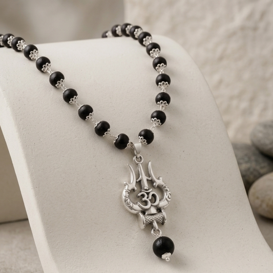Premium Karungali Trishul Mala with Certificate | Original Ebony Wood Protection Mala