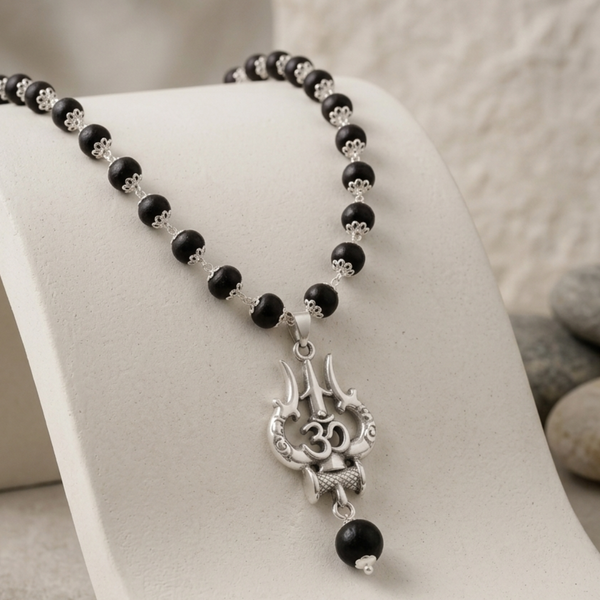 Premium Karungali Trishul Mala with Certificate | Original Ebony Wood Protection Mala
