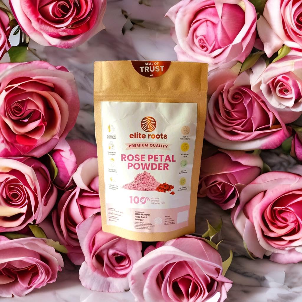 EliteRoots Organic Rose Powder – Natural Glow for Skin, Hair & Wellness