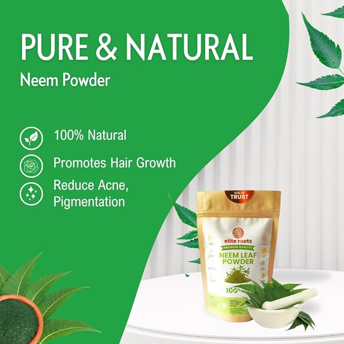 EliteRoots Premium Neem Powder 100g – 100% Organic Care for Face, Skin & Hair