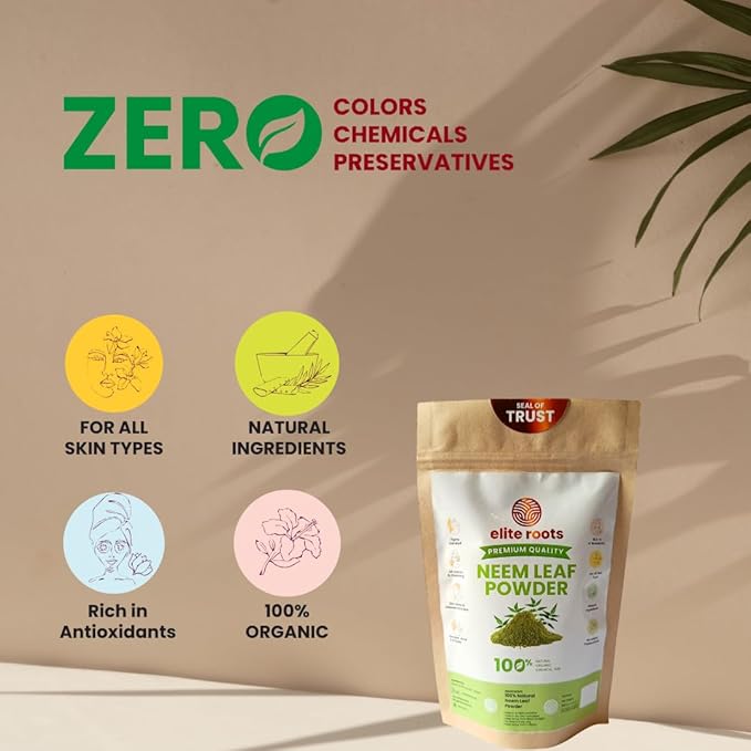 EliteRoots Premium Neem Powder 100g – 100% Organic Care for Face, Skin & Hair