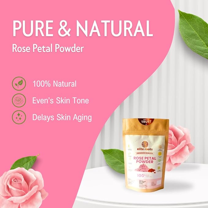 EliteRoots Organic Rose Powder – Natural Glow for Skin, Hair & Wellness