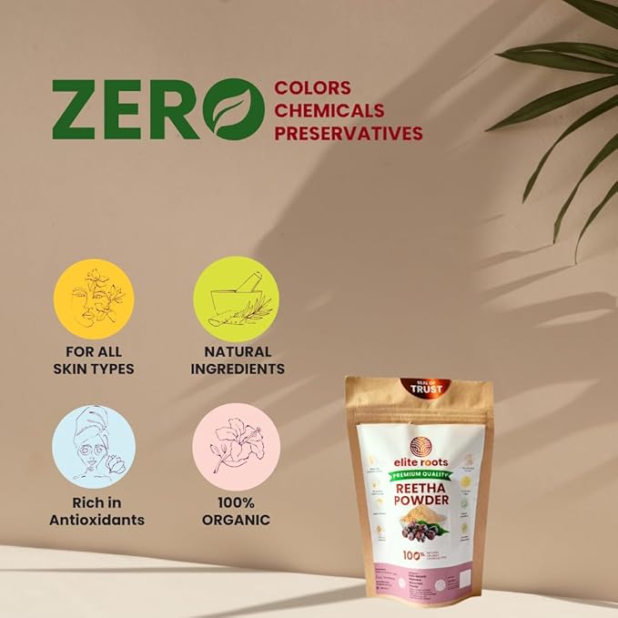 EliteRoots Organic Reetha Powder – Natural Cleanser for Healthy, Shiny Hair