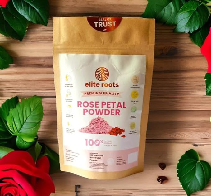 EliteRoots Organic Rose Powder – Natural Glow for Skin, Hair & Wellness