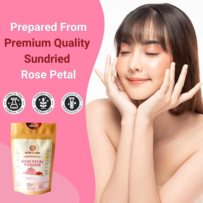 EliteRoots Organic Rose Powder – Natural Glow for Skin, Hair & Wellness